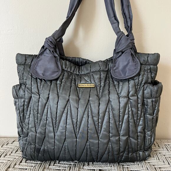 Timi & Leslie Marie Antoinette Diaper Baby Bag in Silver Gray - Picture 2 of 12